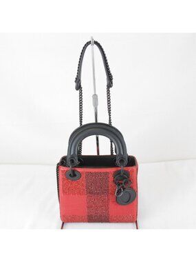 Dior Price Shoulder Bag Leather Rhinestone